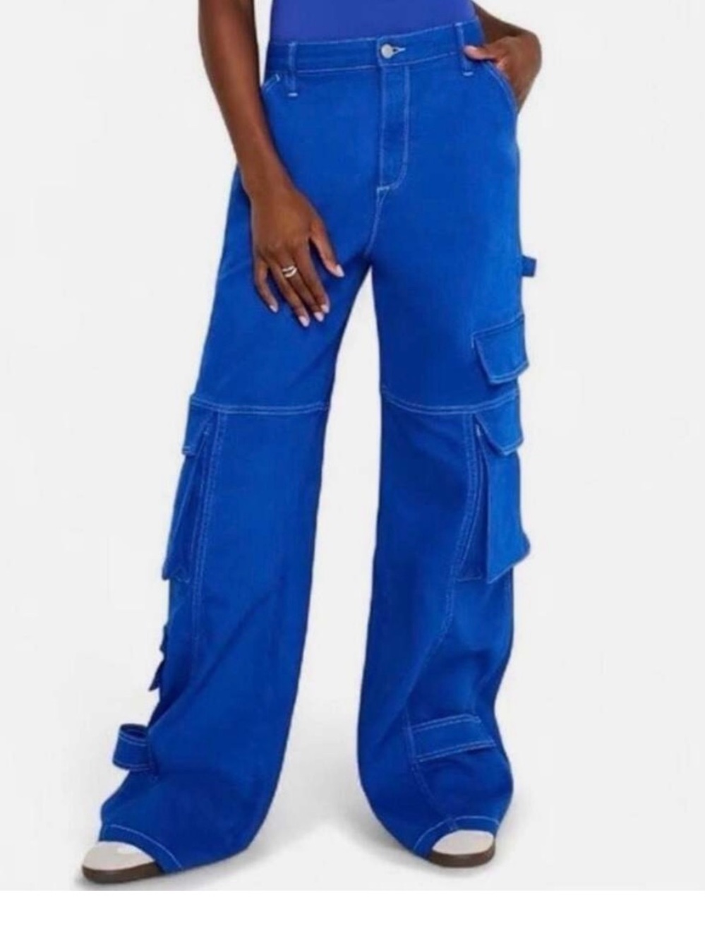 Good American Wave Blue Cargo Pants